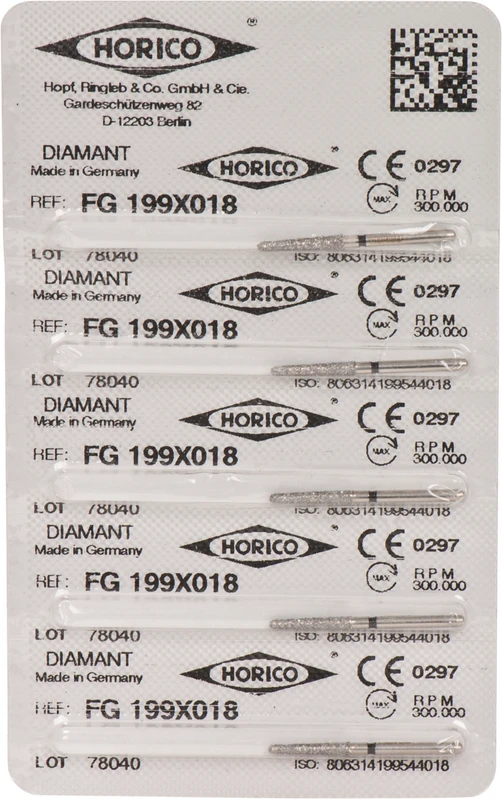 Diamantschleifer 199 Packung 5 Stück schwarz x-grob, FG, Figur 199, 10 mm, ISO 018
