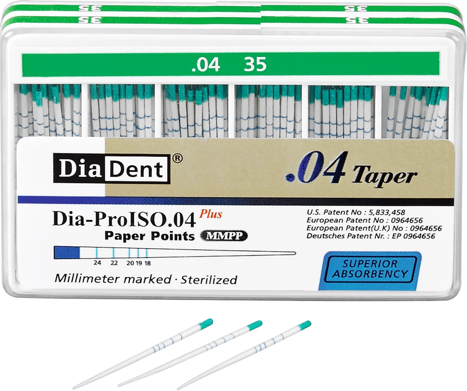 DiaDent® Dia-Pro Paper Points Packung 100 Stück Taper.04, ISO 035