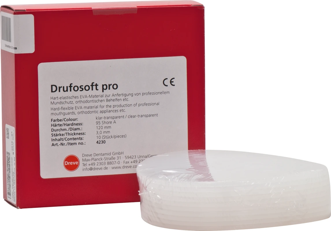 Drufosoft® pro Packung 10 Stück transparent Ø 120 mm, Stärke 3 mm Drufosoft® pro Dreve Dentamid