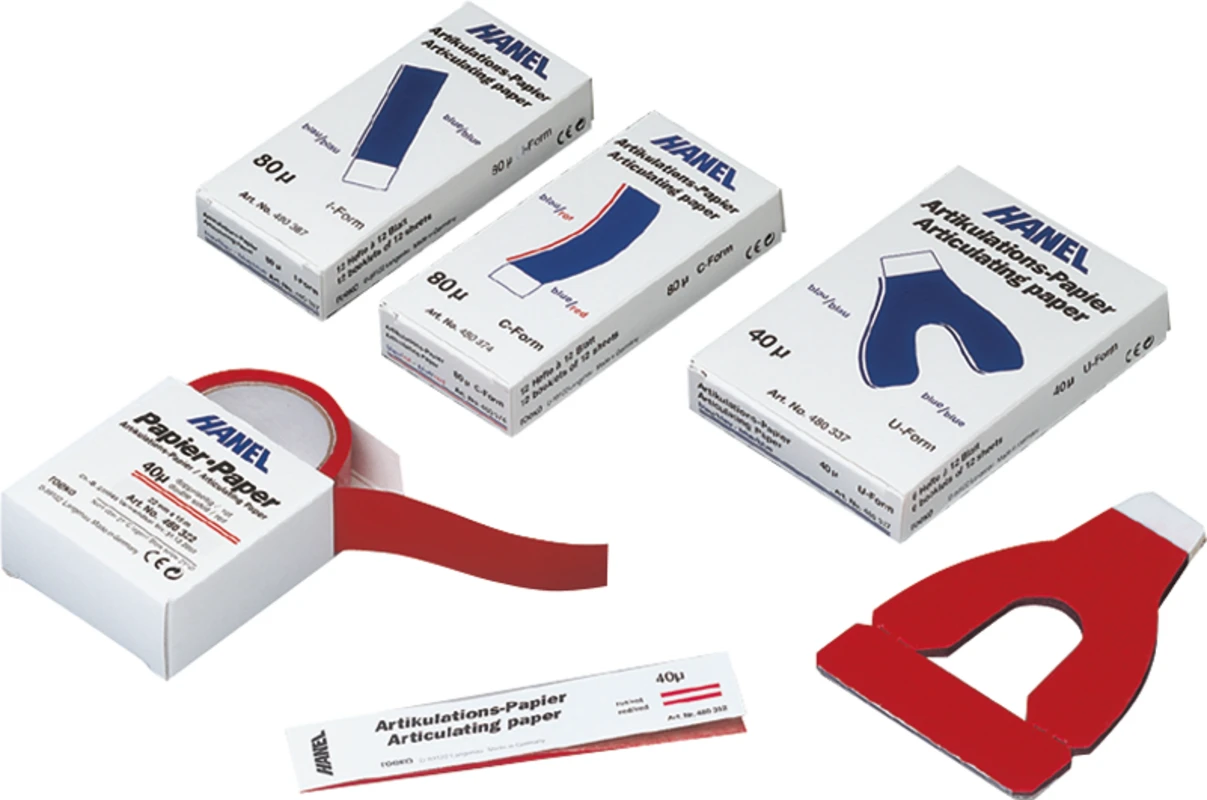 HANEL Artikulations-Papier 80 µm Packung 144 Blatt blau, 80 µm, I-Form