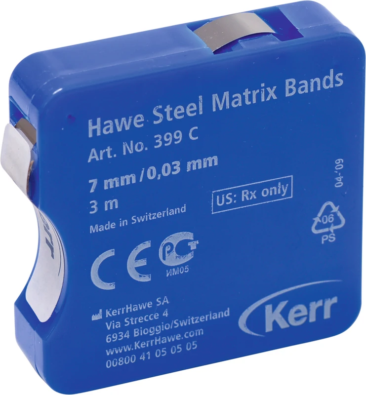 Stahl Matrizenbänder Rolle 3 m Band Breite 7 mm, Stärke 0,03 mm