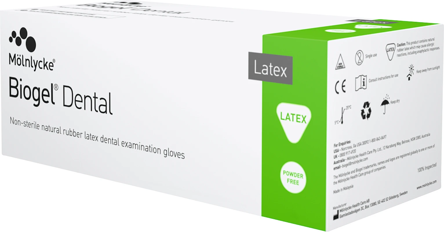 Biogel® Dental Packung 25 Paar puderfrei, stroh, Größe 6