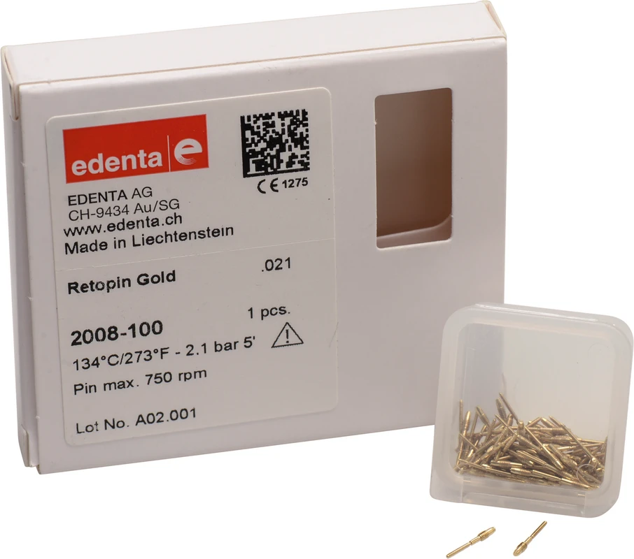 Retopin Packung 100 Stifte Gold .021"/0,6 mm
