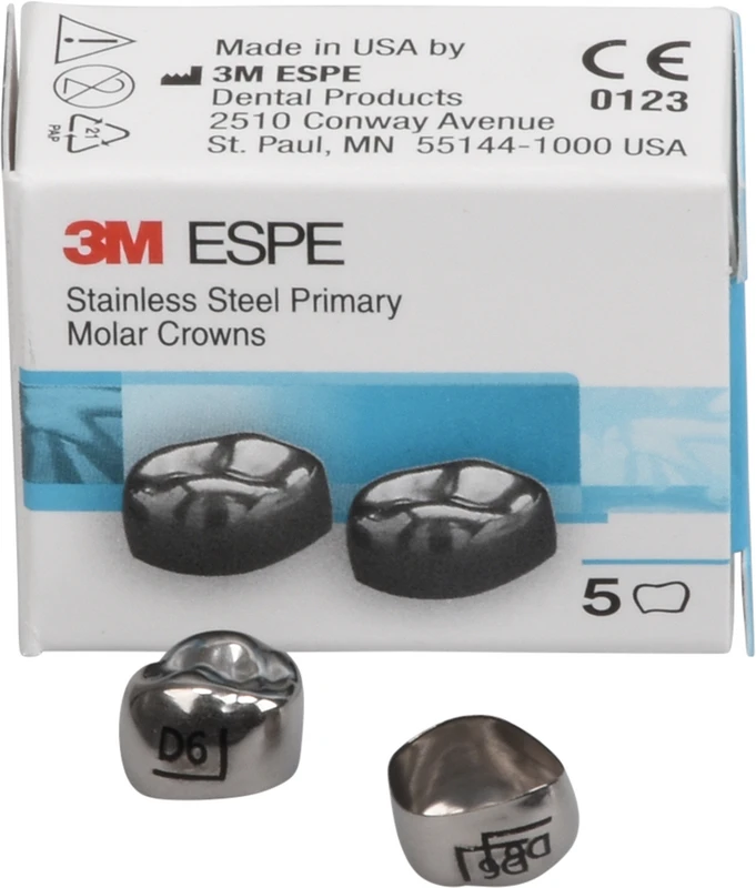 Edelstahlkronen Packung 5 Stück D-UR-6, für Milchmolaren