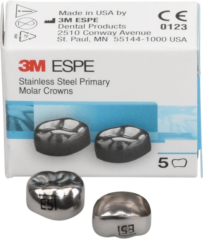 Edelstahlkronen Packung 5 Stück E-LR-5, für Milchmolaren