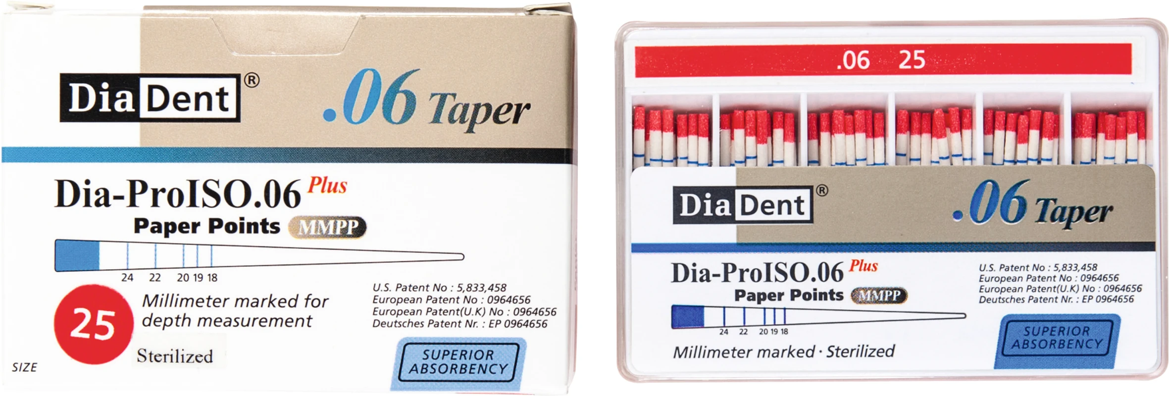 DiaDent® Dia-Pro Paper Points Packung 100 Stück Taper.06, ISO 025