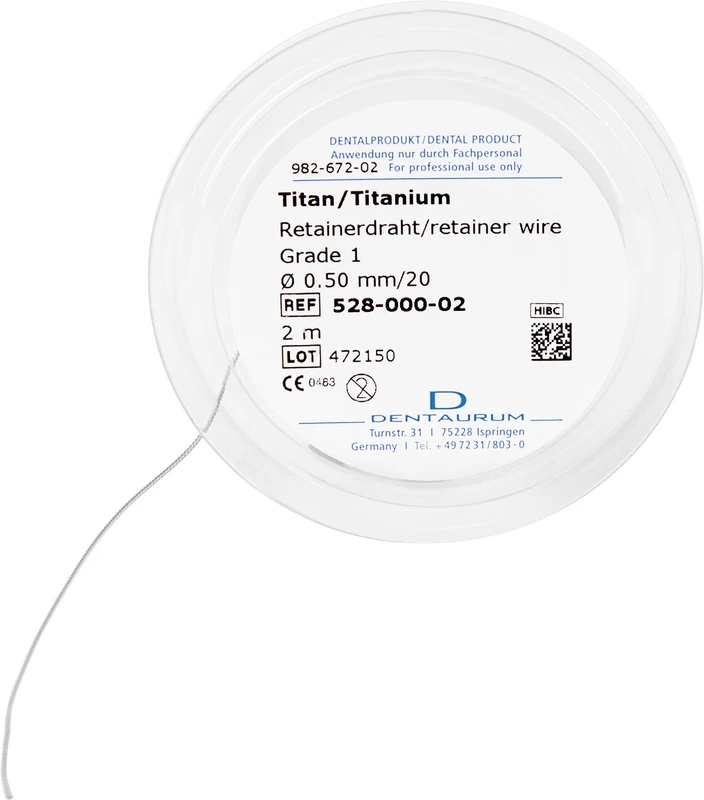 Retainerdraht Rolle 2 Meter &Oslash; 0,5 mm, Titan