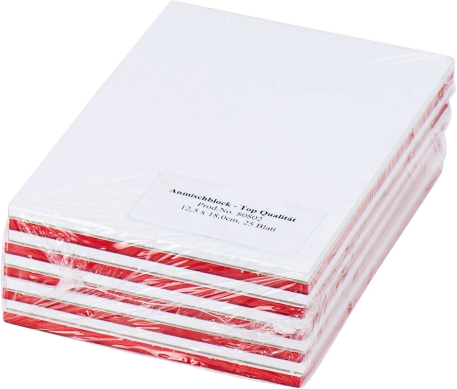 Anmischblöcke Packung 10 Stück mittel, 25 Blatt, Anmsichbblocks, zweiseitig geblockt, 12,5 x 18 cm