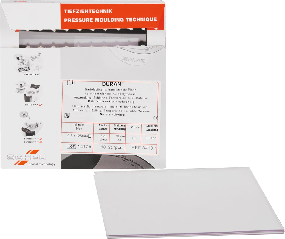 DURAN® Packung 10 Stück eckig, Ø 125 mm, Stärke 0,5 mm