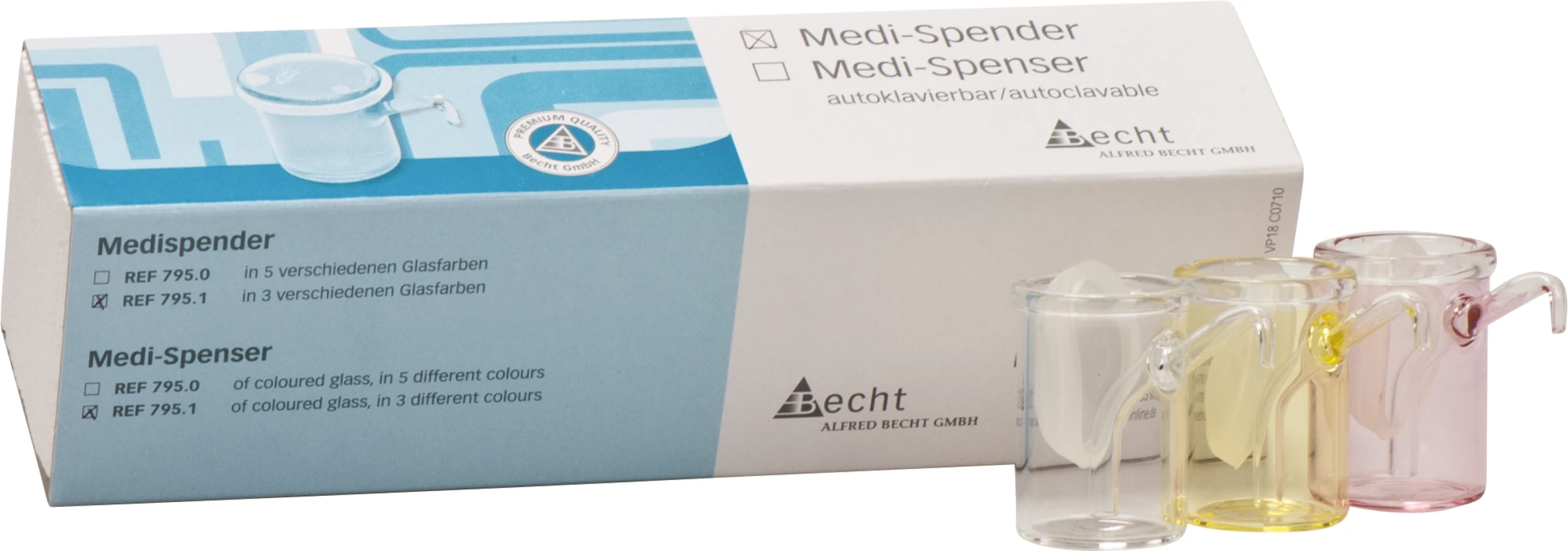 Medi-Spender-Gläschen Sortiment 3 Stück, Farben frei wählbar