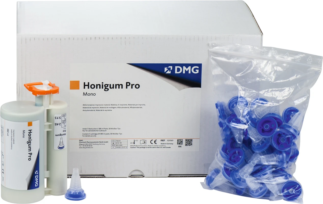 Honigum Pro Mono Vorteilspackung 5 x 380 ml Doppelkartusche, 50 MixStar-Tips