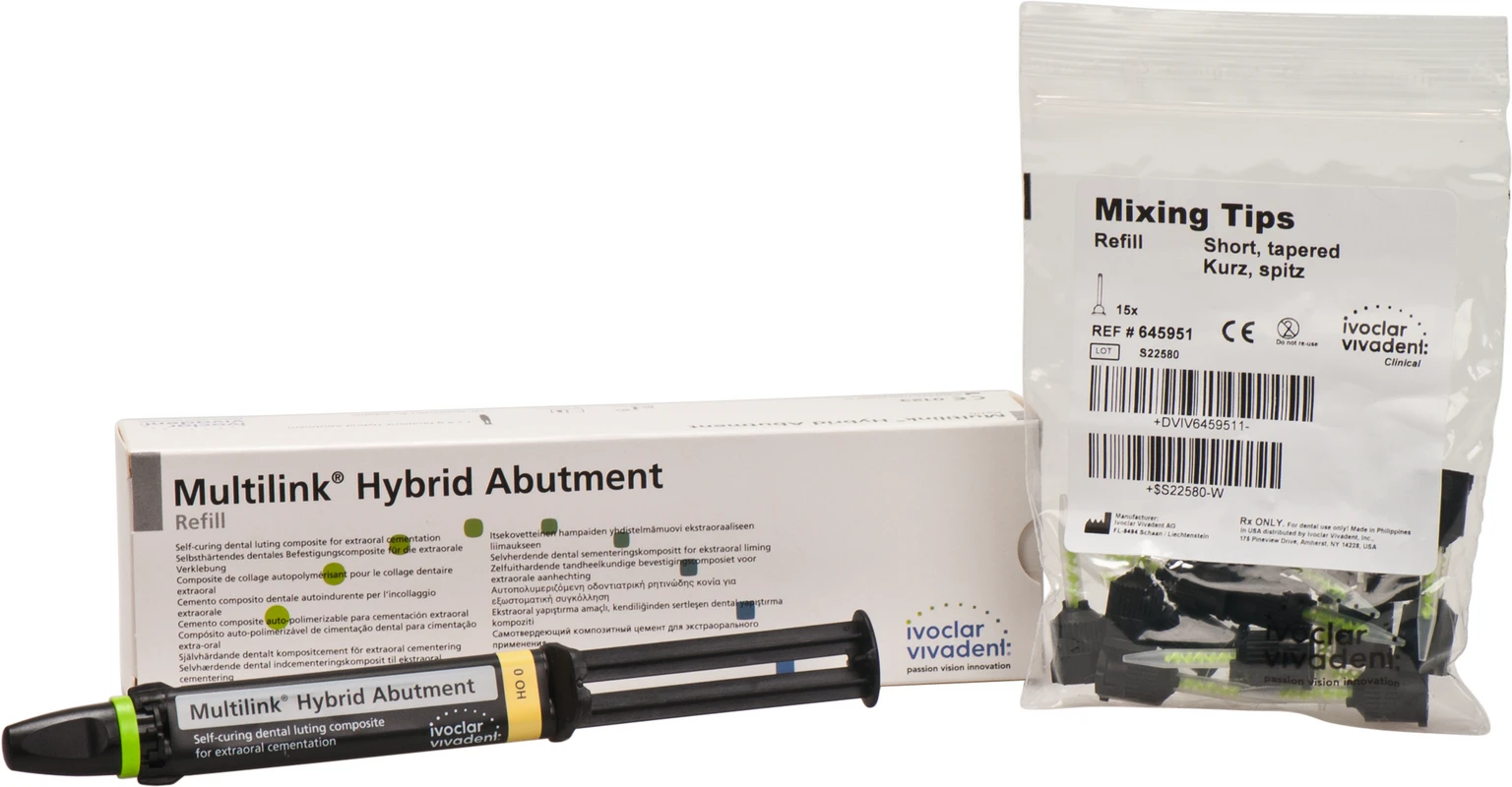 Multilink Hybrid Abutment Packung 9 g Automixspritze HO 0, 15 Mixing Tips