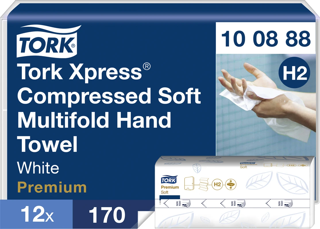 Tork Xpress® komprimierte weiche Multifold-Papierhandtücher Weiß H2 Karton 12 x 170 Stück 2-lagig, weiß