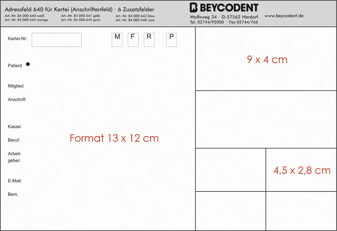 Adressfeld 640 Beycodent