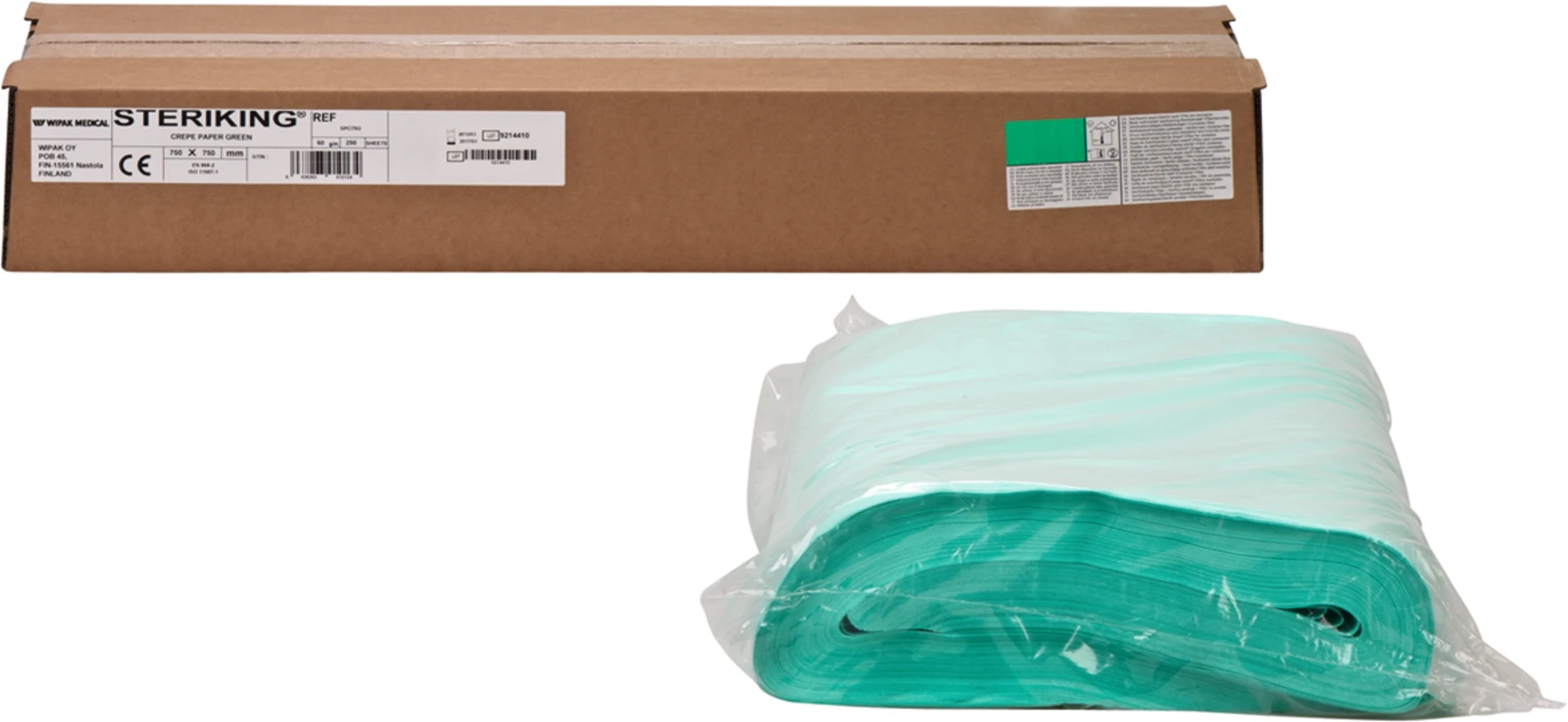 Krepppapier Packung 250 Stück grün, 75 x 75 cm