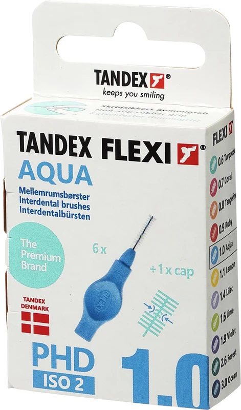 FLEXI® Interdentalbürsten PHD Packung 6 Stück aqua, PHD 1.0 (Ø 0,6 mm), ISO 2