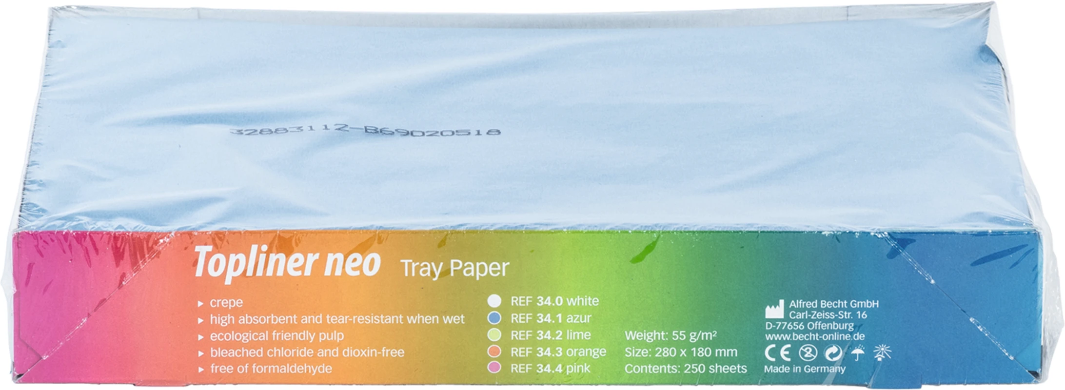 Topliner neo Packung 250 Stück 28 x 18 cm, azur Topliner neo Becht