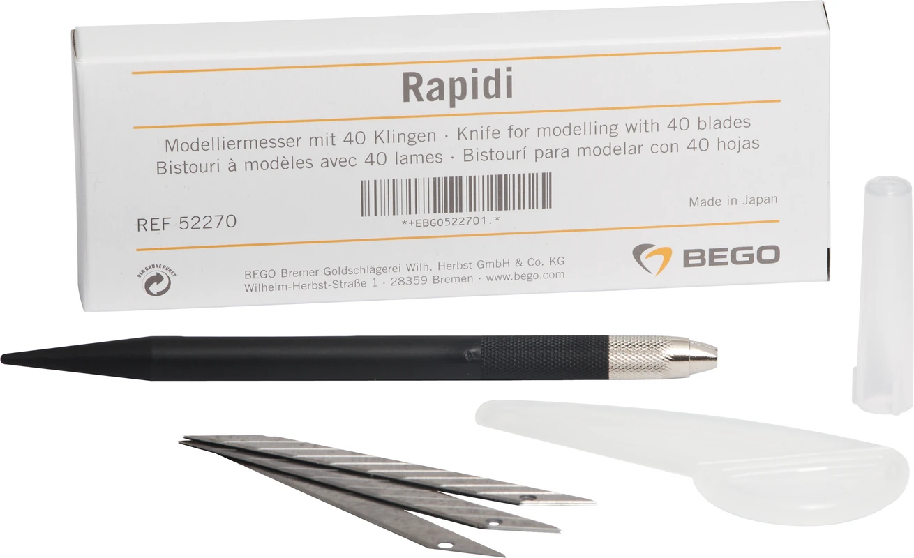 Rapidi Modelliermesser Packung 1 Modelliermesser, 40 Klingen 52270 Rapidi Modelliermesser BEGO