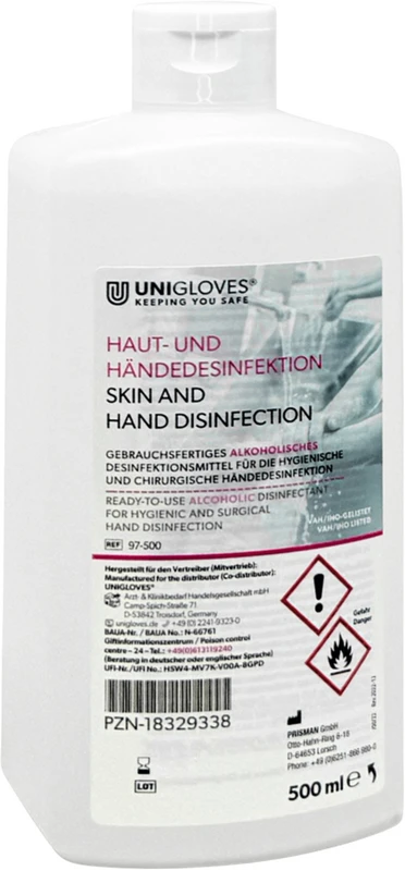 UNIGLOVES Händedesinfektion Flasche 500 ml