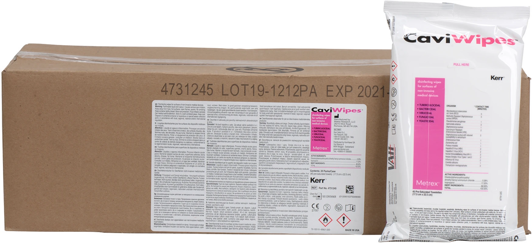 CaviWipes™ Karton 20 x 45 Stück, 17,5 x 22,5 cm