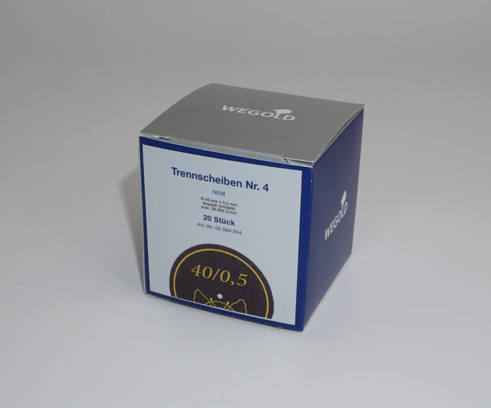 Trennscheiben Packung 20 Stück Nr. 4 beidseitig glasfaserverstärkt, gelb, Ø 40 mm x 0,5 mm