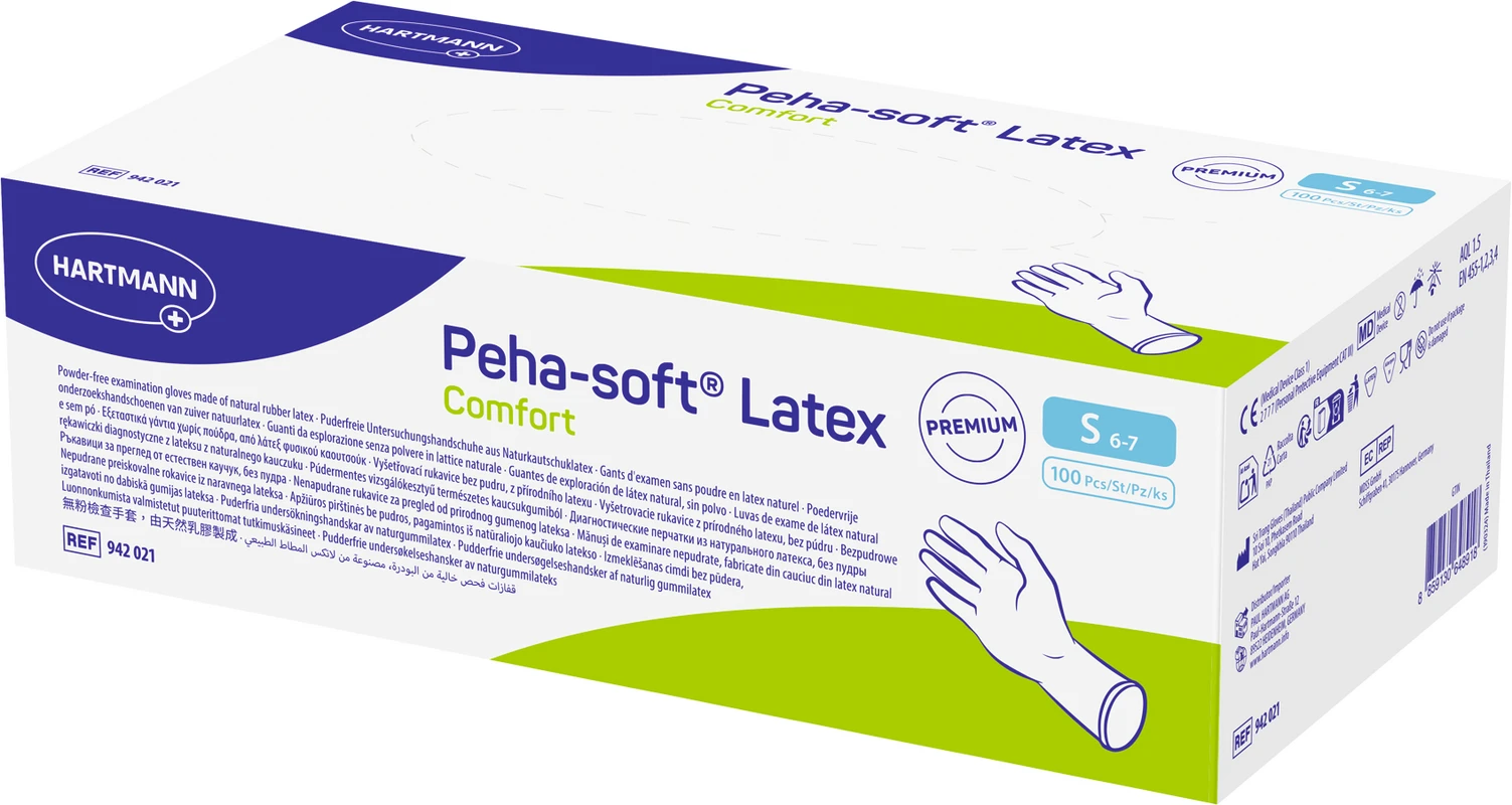 Peha-soft® Latex Comfort Packung 100 Stück puderfrei, S