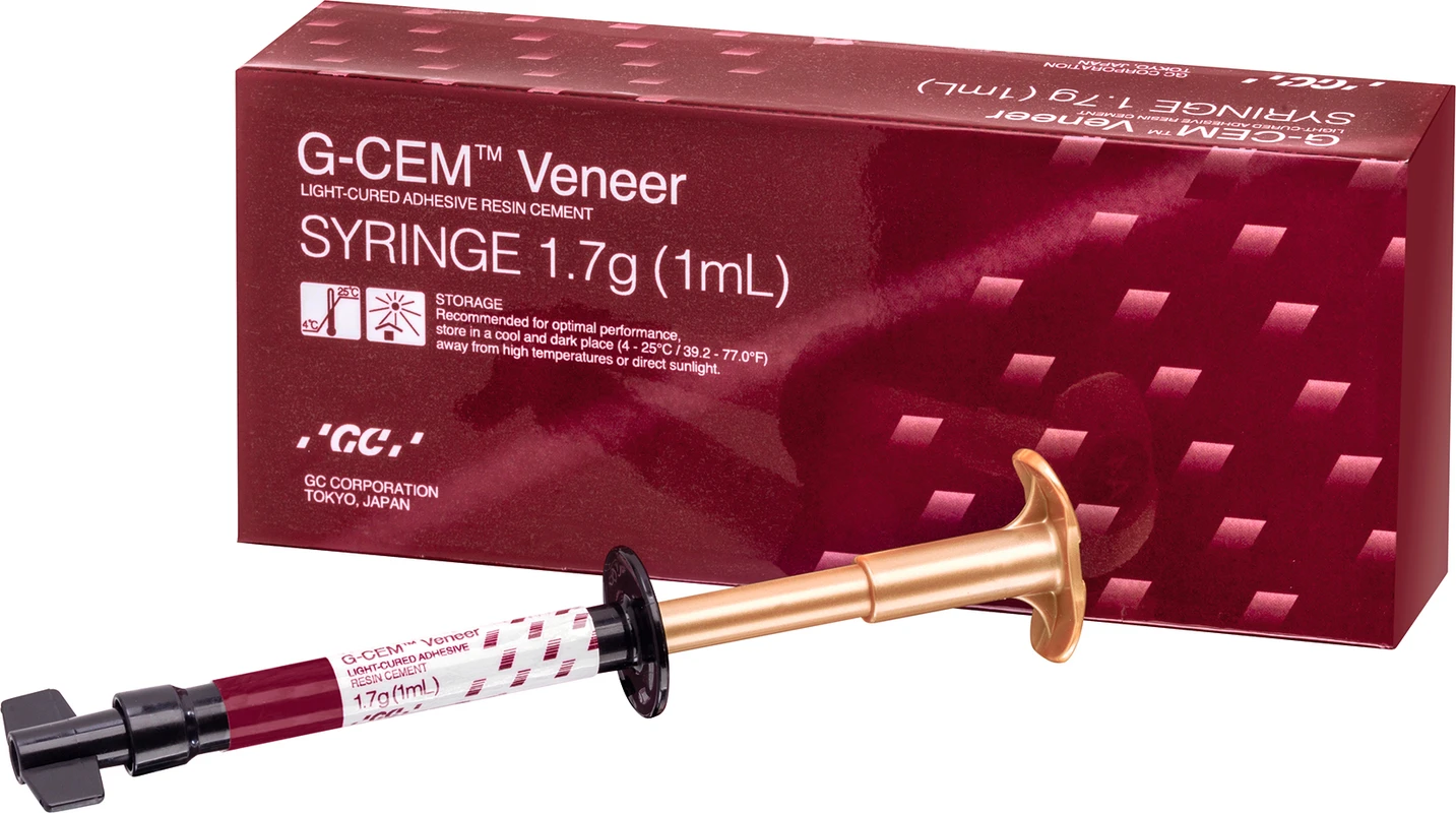 GC G-CEM™ Veneer Packung 1 ml/1,7 g Spritze Opak, 10 Tips Metall GC G-CEM™ Veneer Packung 1 ml/1,7 g Spritze Opak, 10 Tips Metall