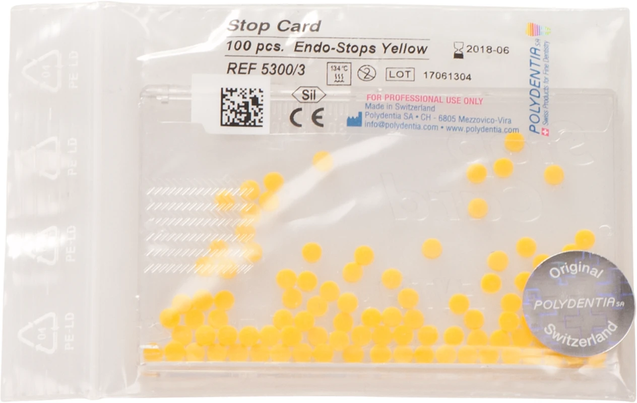 Endo Stops Packung 100 Endo-Stopper gelb, 1 Stop-card