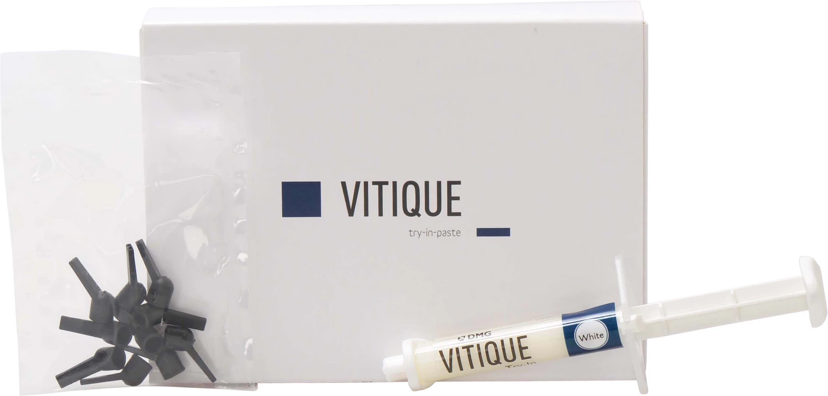 Vitique Spritze 3,9 g Try-In-Paste white, 10 Veneer-Tips