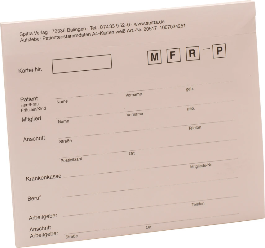 Patientenstammdaten-Aufkleber Stück 50 Blatt Adressaufkleber DIN A4 Spitta Verlag