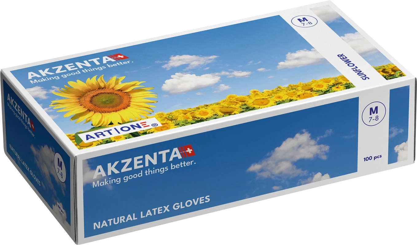 AKZENTA ART|ONE – SUNFLOWER Packung 100 Stück latex weiß, puderfrei, unsteril, M