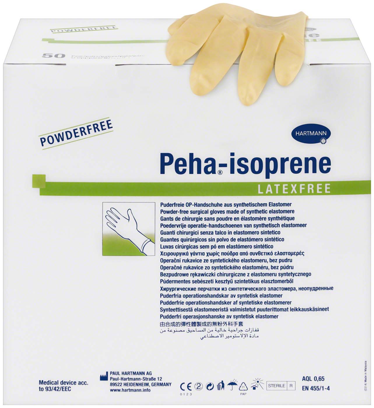 Peha®-isoprene latexfree Packung 50 Paar puderfrei, weiß, Größe 6 Peha®-isoprene LATEXFREE HARTMANN