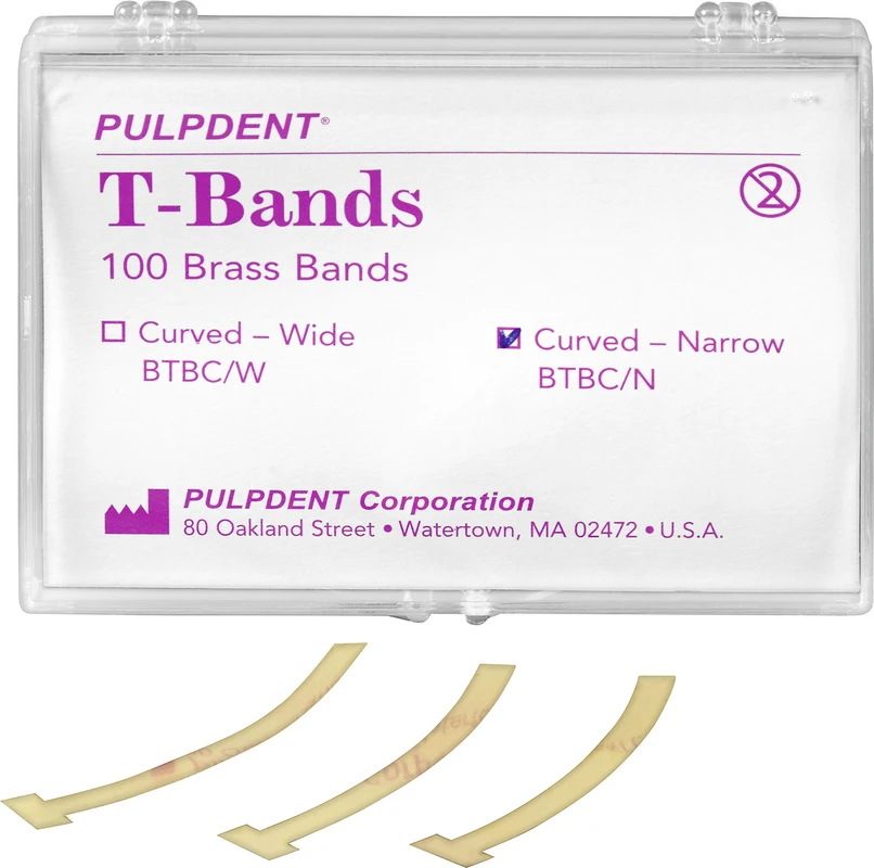 PCA T-Bands Packung 100 Stück schmal, gebogen, Messing