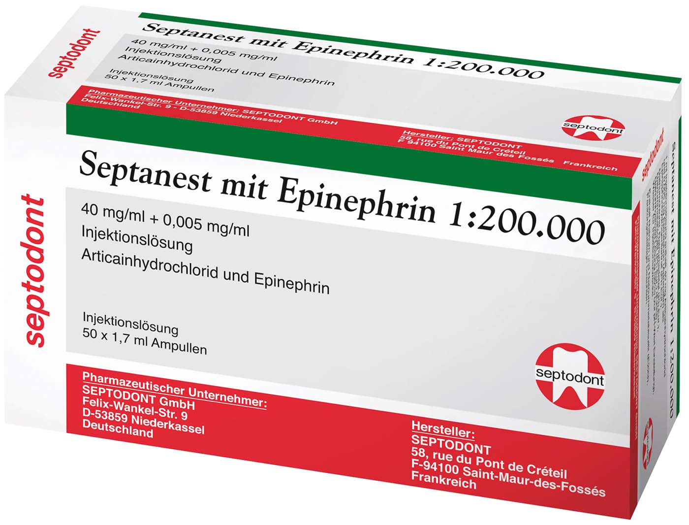Septanest mit Epinephrin 1:200.000 Septodont