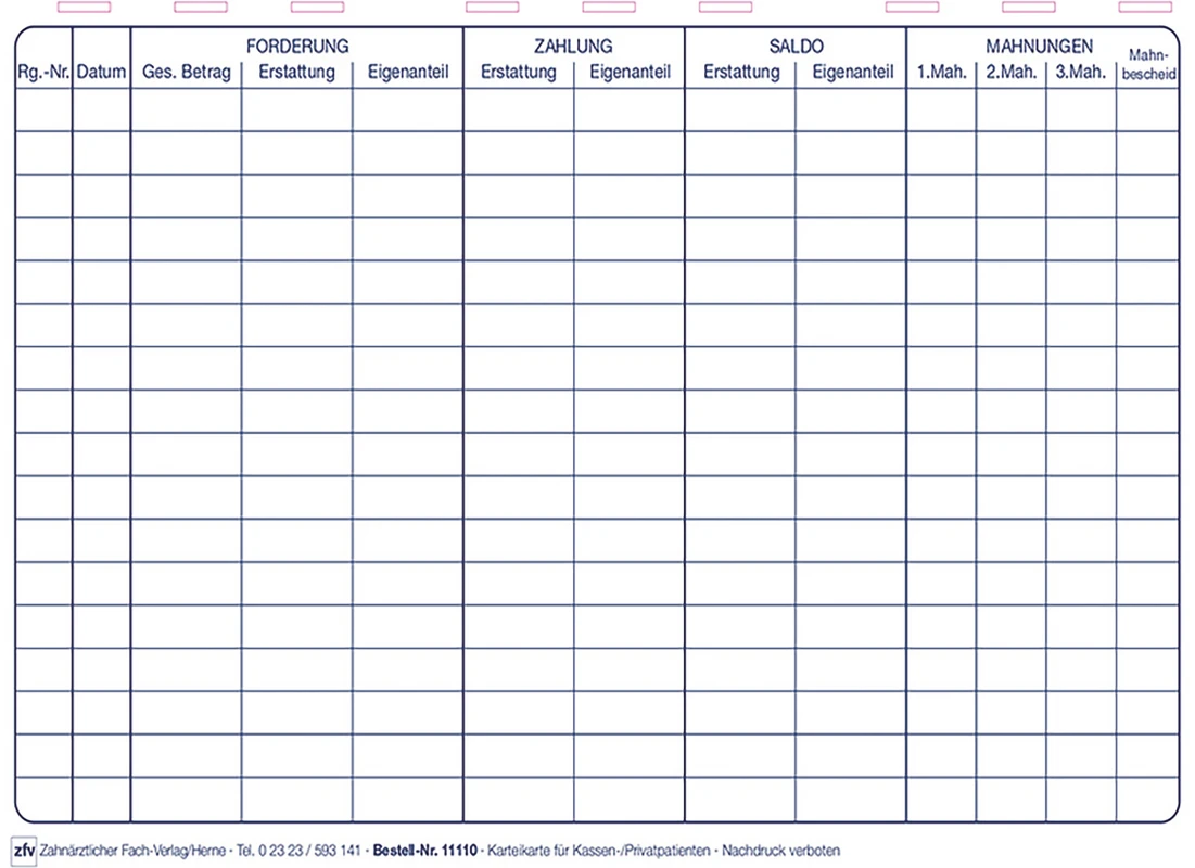 Karteikarten Dr. Hinz