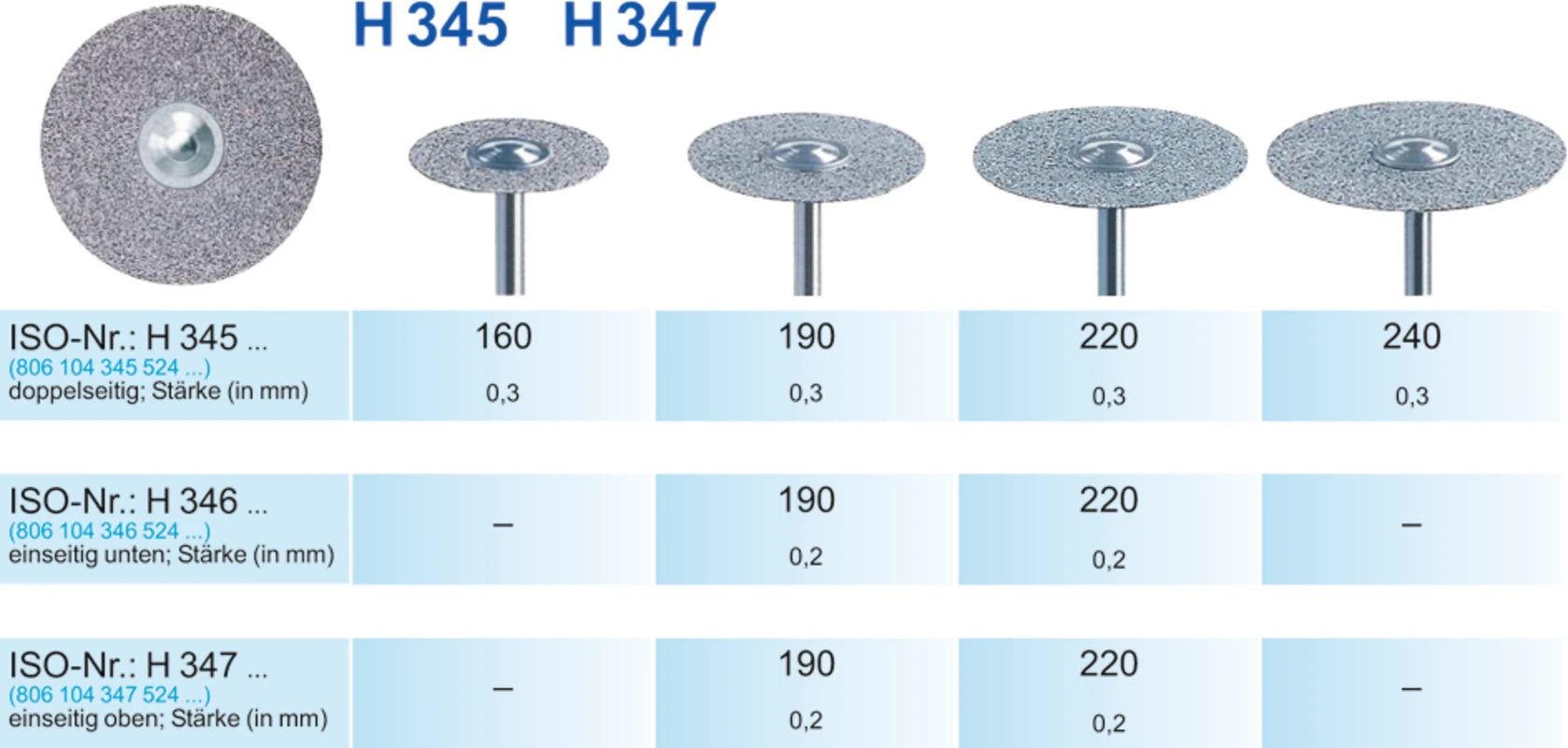 DIAFLEX® 345 Stück doppelseitig, flexibel, HP, Figur 345, 0,3 mm, ISO 220