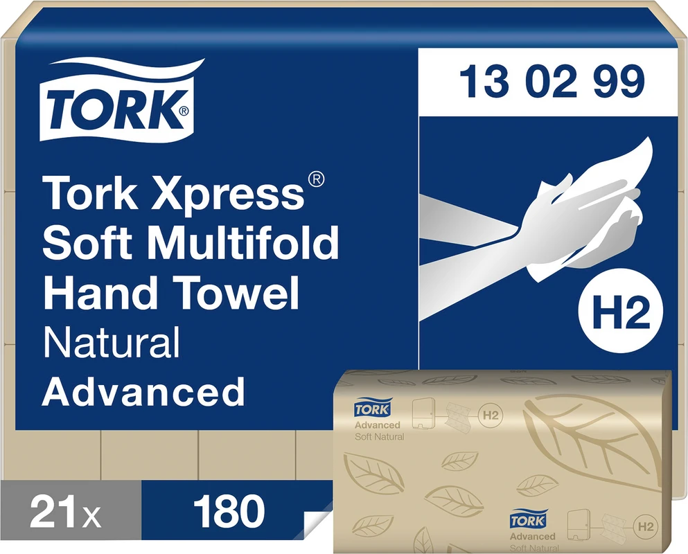 Tork Xpress® Weiche Natur Multifold Handtücher Packung 21 x 180 Stück 2-lagig, natur