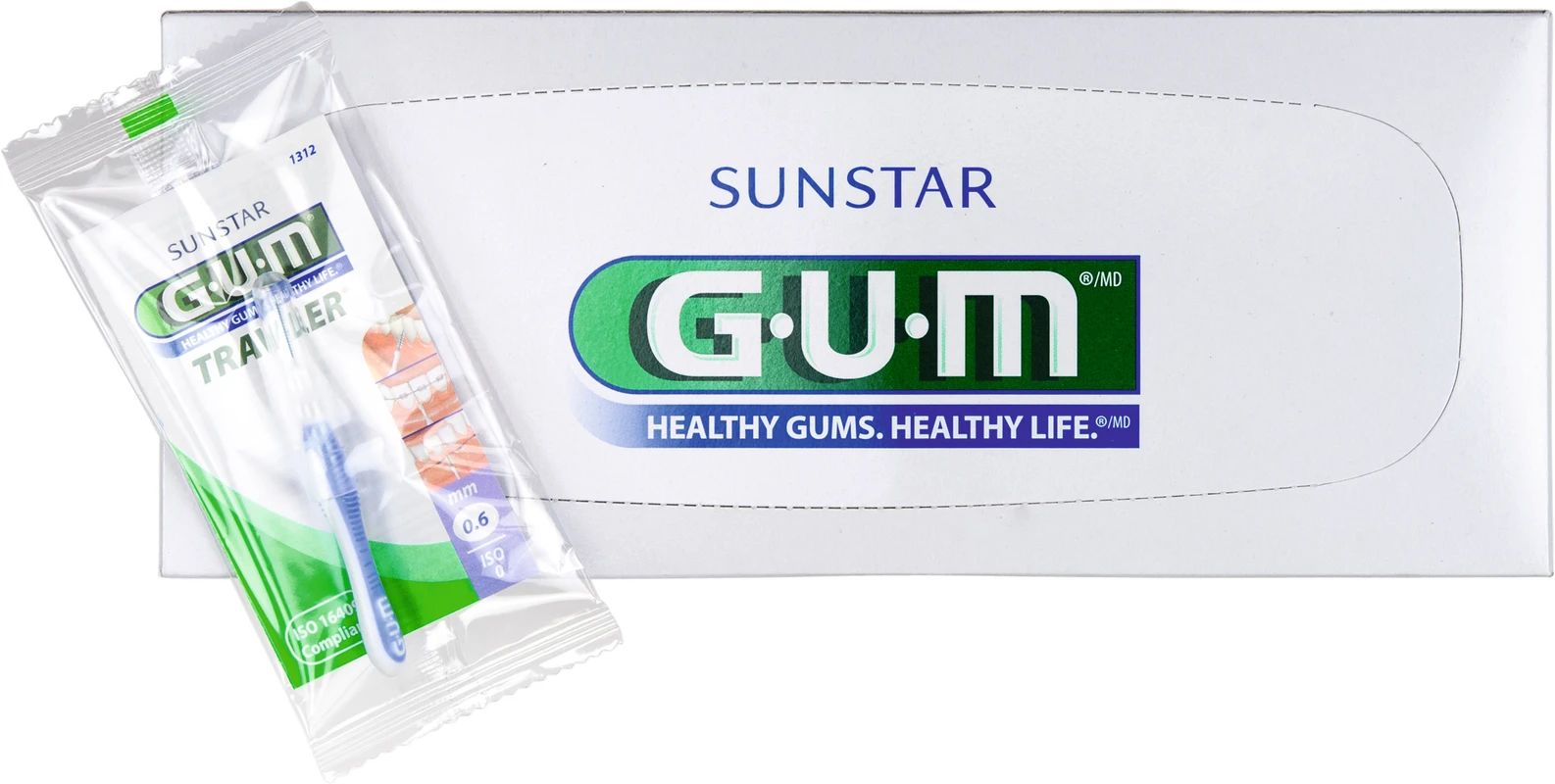GUM® TRAV-LER® Interdentalbürsten Nachfüllbeutel 36 Stück Kerze, hellblau, Ø 0,6 mm