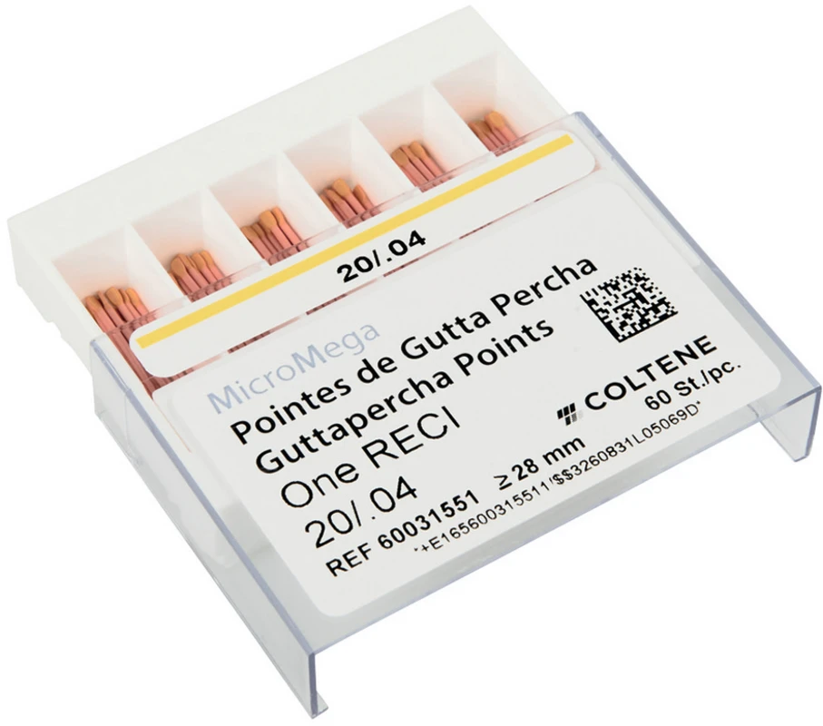 One RECI™ Guttapercha-Spitzen Packung 60 Stück Taper.04 ISO 020