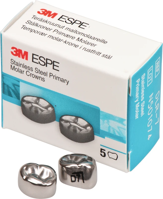 Edelstahlkronen Packung 5 Stück D-LR-7, für Milchmolaren