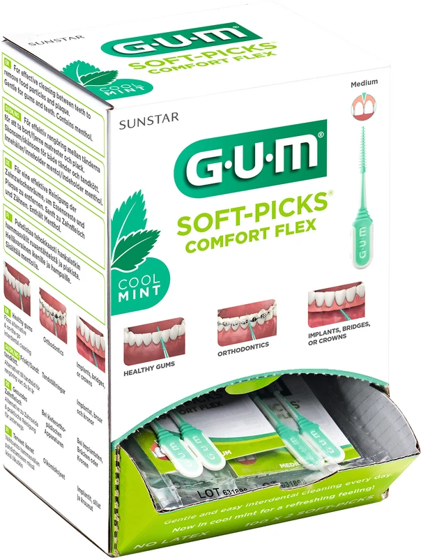 GUM® SOFT-PICKS® COMFORT FLEX Packung 100 x 2 Stück medium, mint
