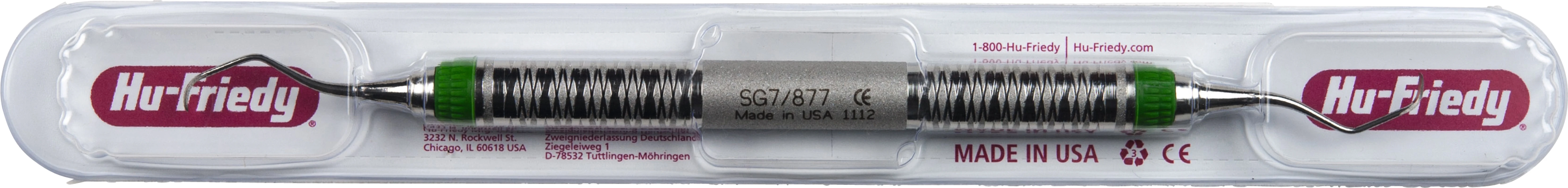 Küretten Gracey Standard Stück Figur 7/8, Griff #7, grün