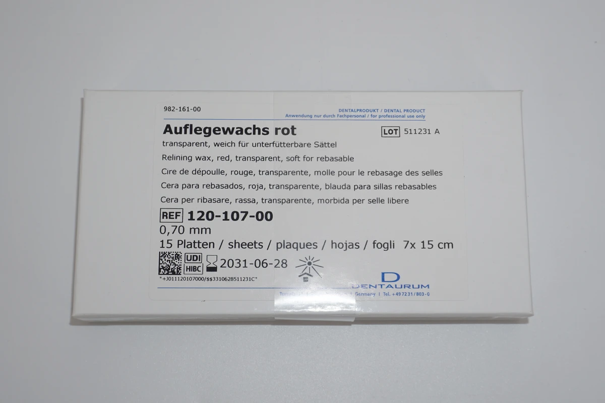 Auflegewachs Packung 15 Stück rot, 0,6 mm
