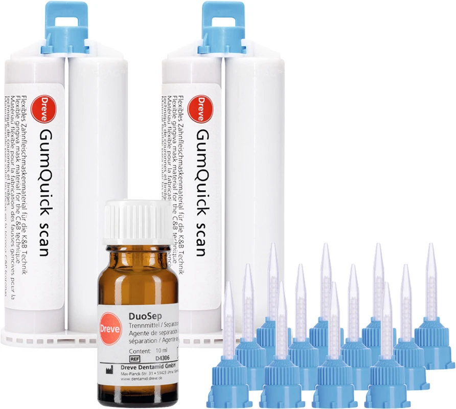 GumQuick scan Set 2 x 50 ml Doppelkartusche, 12 Mischkanülen, 10 ml Duosep GumQuick scan Set 2 x 50 ml Doppelkartusche, 12 Mischkanülen, 10 ml Duosep