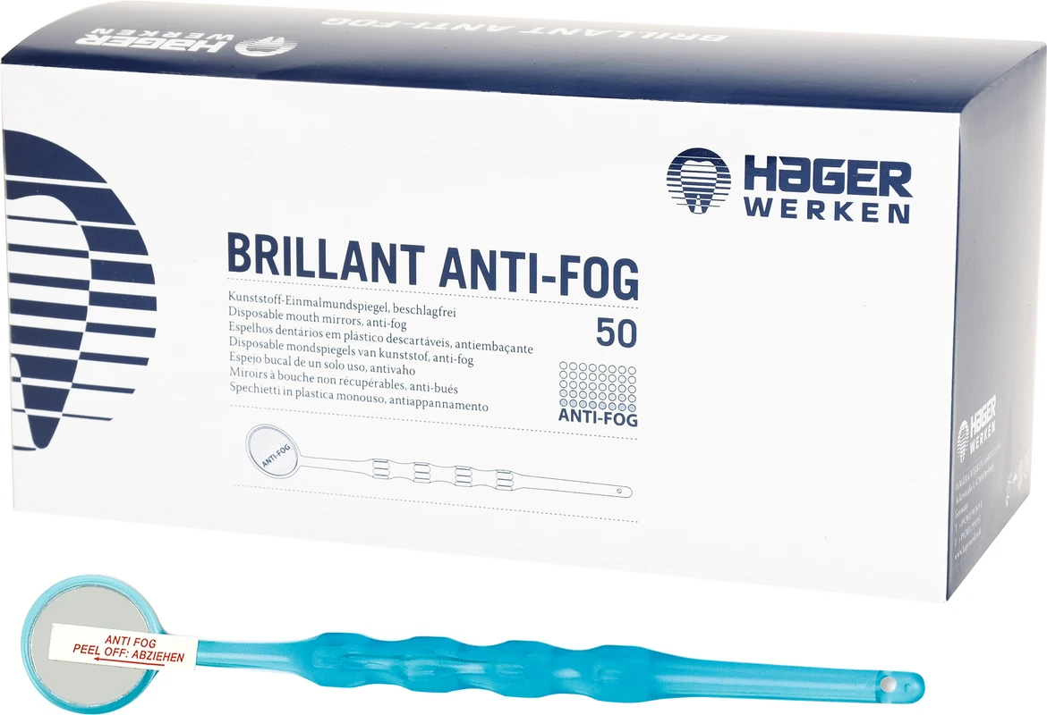BRILLANT Anti-Fog Packung 50 Mundspiegel blau-transparent