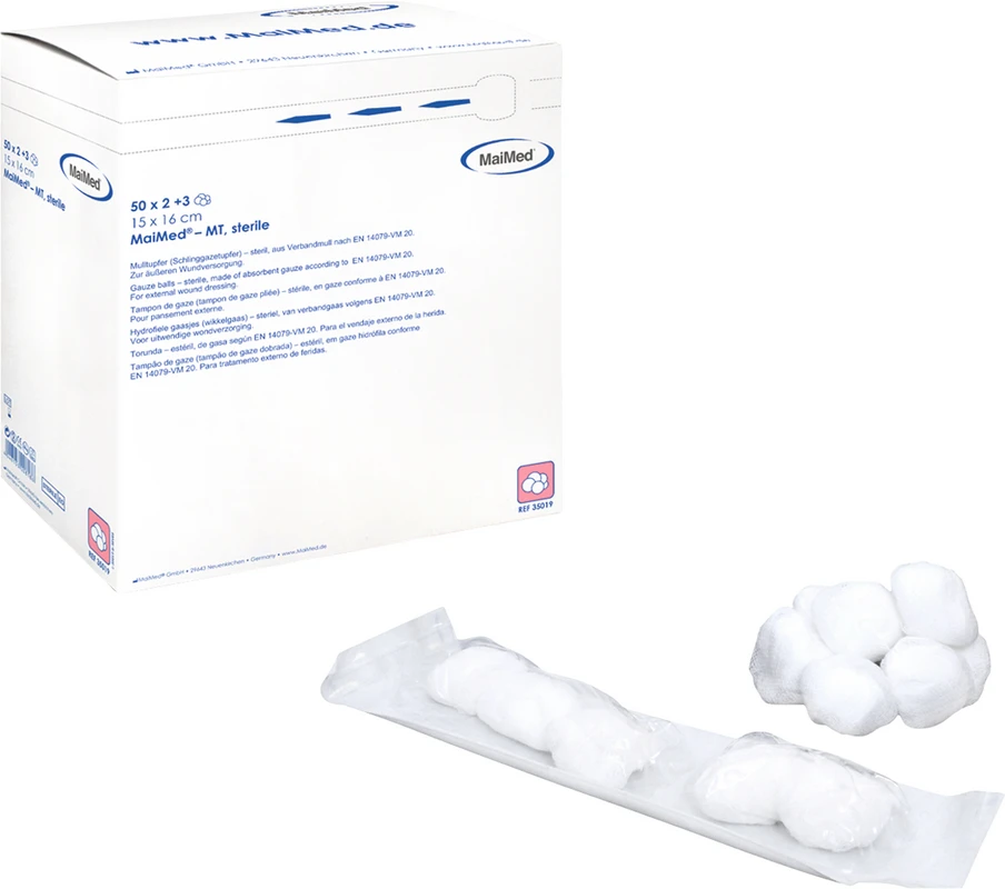 MaiMed®-MT steril Packung 50 Doppelblister mit 3 Tupfer pro Blister, 15 x 16 cm