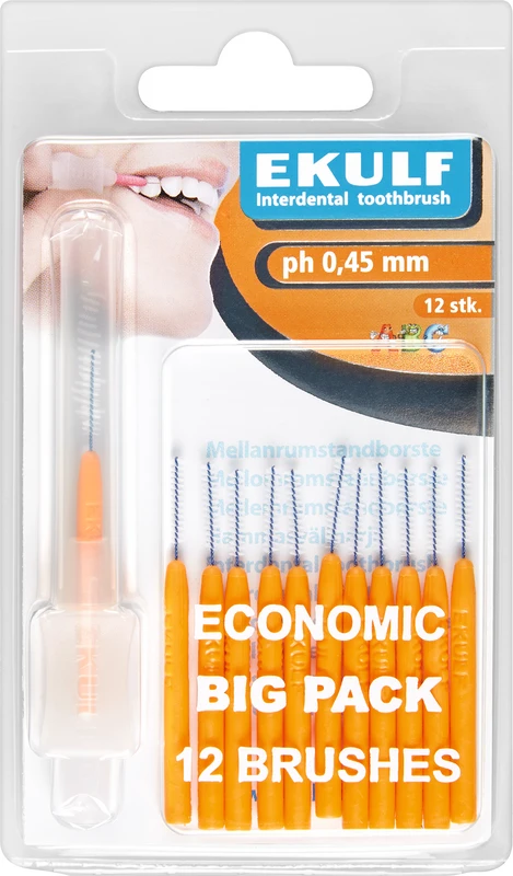 EKULF Interdentalbürsten ph Packung 12 Stück orange, Ø 0,45 mm