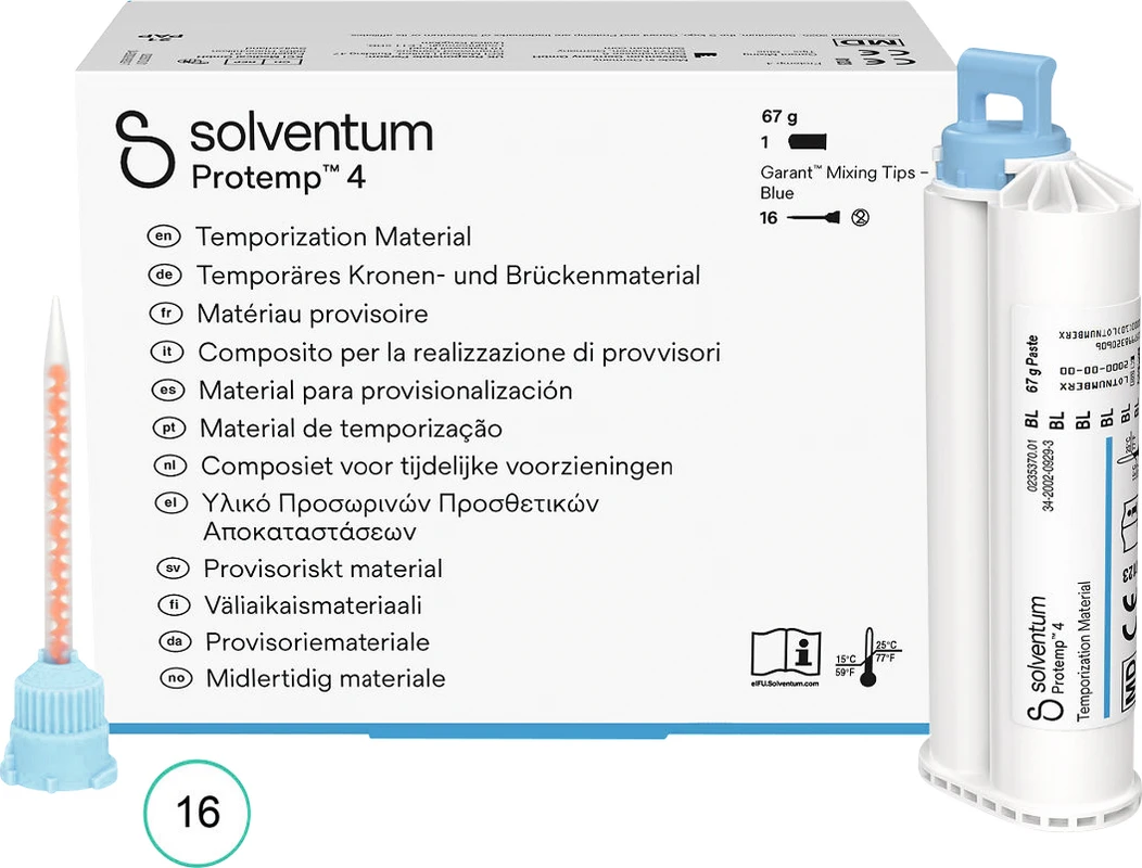 Solventum™ Protemp™ 4 Packung 67 g Kartusche bleach, 16 Mischkanülen blau