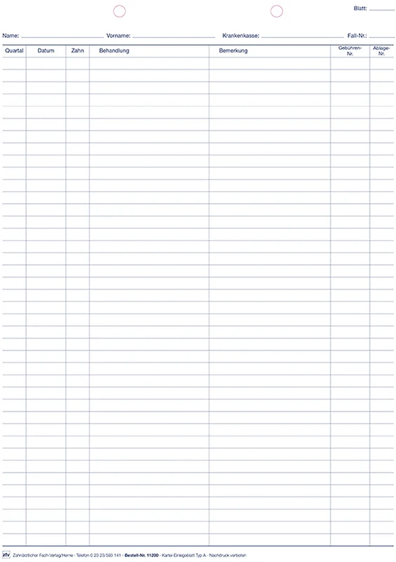 Kartei-Einlegeblätter Packung 100 Stück A4, Typ A, Bema