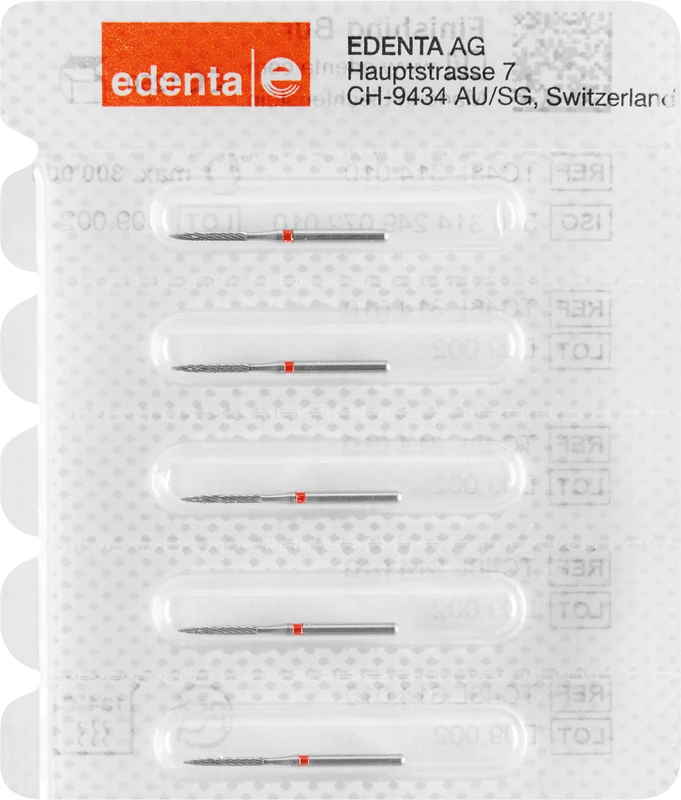 HM-Finierer TC48L Packung 5 Stück rot, 12 Schneiden, FG, Figur 249 Flamme lang, 8 mm, ISO 010